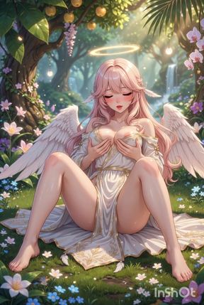 Hentai Angel with Big Boobs Masturbates