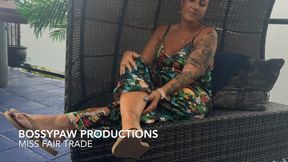 Flip flop tease on the terrace