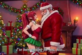 Santa give special gift to busty milf on Christmas