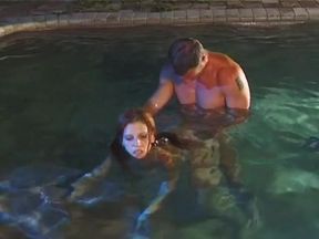 Horny slut takes plunge into the deep end