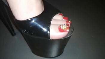 Lady L Black Extreme High Heels and Sexy Red Nails.(short Video Version).