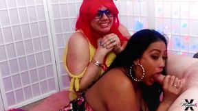 Maxine X - Two girl blowjob watching funny videos!