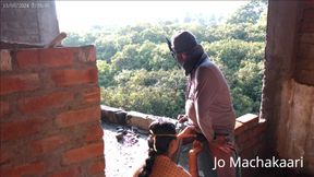 Young Couples Doing Pooja on Under Constructed Home.