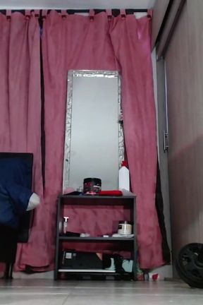 Exercising with a Resistance Band at Home and Naked