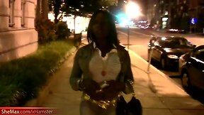 Seductive ebony t-babe we picked up in the streets jerks off