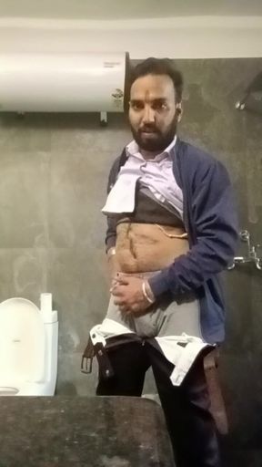 Indian Desi Man Enjoy Penis Massage in Bathroom