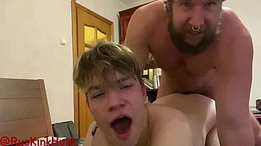 A 19-year-old twink gives his body to a Russian bear for hard fuck