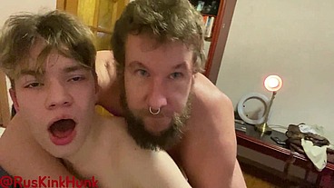A 19-year-old twink gives his body to a Russian bear for hard fuck