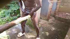 Outdoor Shower Takes Into Wide Cumshots