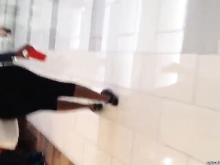 Large ebony booty in watch thru spandex
