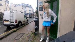 Inappropriate skirt for windy days