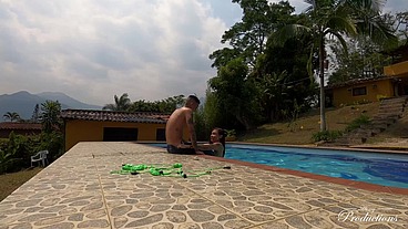 Seducing my friend in the pool