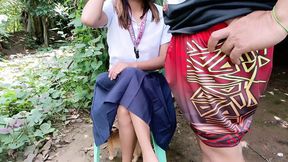 Stepdad punishes stepdaughter with outdoor spanking