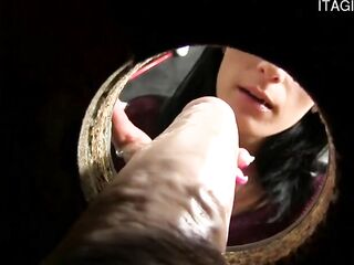 Glory Hole Brings her the Surprise she Loves.