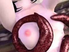 3d animated girl drilled allhole by tentacles