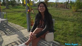 Spanish Beauty's Naughty Interracial Play Fuels Public Heat
