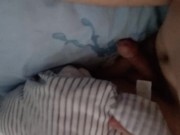 MASSIVE cumshot from my 7-inch mushroom-head cock all over the bed