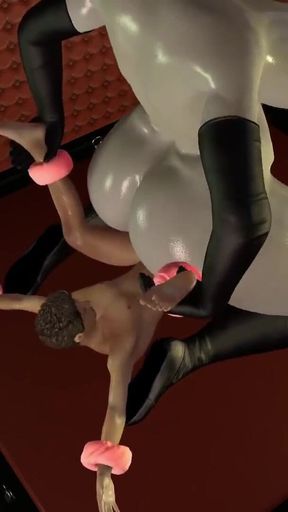 BBW Lady Dimitrescu riding her man slave cowgirl style