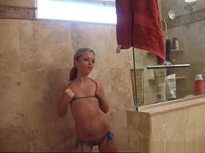 Incredible private brunette, long hair, bathroom xxx scene