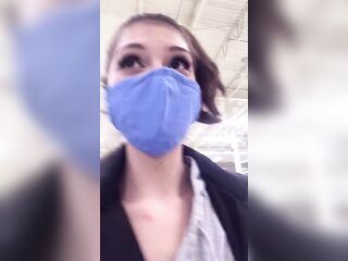 beautiful teen trying out vibrating panties in grocery store