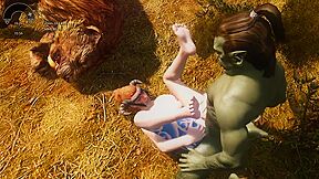 Lustful Orc Enjoys Sex With A Girl In Armor, Skyrim Porn Game