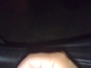 Sexy guy jacking off in front of a bunch of men in open adult theater while watching tranny porn 2