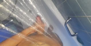 I was horny in the shower so I decided to jerk my big dick off