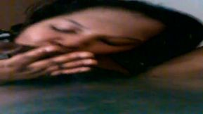 Dark skinned whorable MILFie housewife gave a morning blowjob
