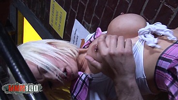 Busty babe shagged in the basement by a teacher