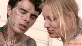 Threesome with a Man and Two Girls, All of Them Heavily Tattooed