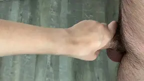 Cum on floor after quicky amazing wet handjob