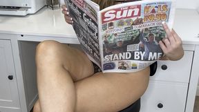 Briannas newspaper masturbation in Office
