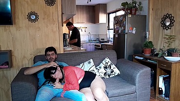 I send my cuckold husband to the kitchen while I fuck his best friend