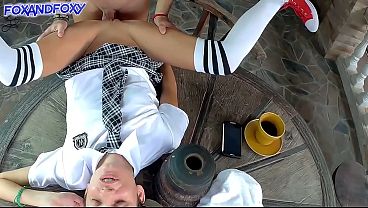 Table stories 2 in 1: suck and fuck around the table till cumshot and creampie