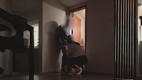 Real Coworkers. Empty Office. Holiday Quickie by the Kitchen Door.