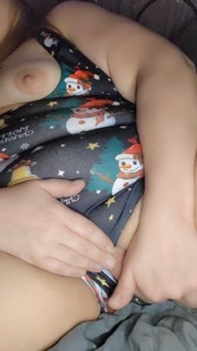 Naughty for Christmas milf finger fucks fat wet pussy