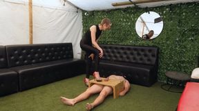 Tight Fitting Leggings & Stilettos with CBT Table FemDom