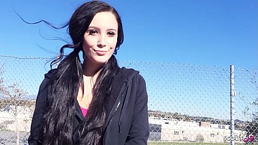 Black hair Teen with big natural Saggy Tits Pick Up and talk to Fuck by older Guy at Full Porn