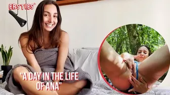 German brunette Ana B masturbates outdoors with her big natural tits