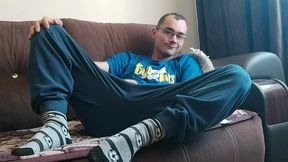 nerd with huge cock masturbates after college and cums hard
