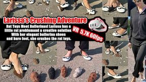 VR 3D 5,7K 180 60 fps | Larissa has a small rat problem, but she also has a solution: With her ballerina flats and bare feet, she crushes the rat toys.
