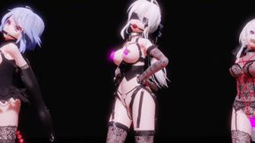 [mmd] 弱音genie; Three People; Training; Bondage; Vibrating Eggs; Butt Plugs; Ball Gags; Ankle Cuffs