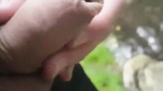 Pissing Outdoors with a Big Cock Twink