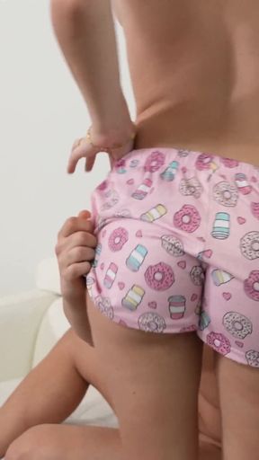 Stepsis catches her stepbro jerking off &amp; offers to lend him a hand