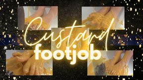 Custard Footjob on BBC Dildo