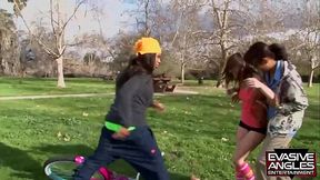 EVASIVE ANGLES My Black Lesbos: Summer Rae, Lotus Lain and Taylor Kush Have An Interracial Lesbian Threeway