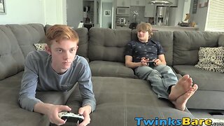 Teenage ginger Andrew Lee riding bare penis vigorously