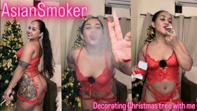 Putting up my Christmas tree, in my most Christmassy outfit