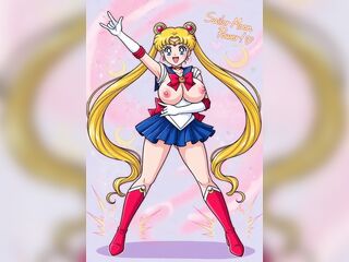 Sailor Moon Shaking Her Constricted Hairless Booty Twat