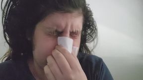 Morning Noseblowing Explosion – So Many Snotty Blows Right After Waking Up, Intense Wet Sounds, Messy Real Mucus Fetish Clip
